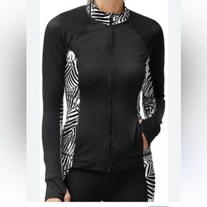 Tommy Bahama Frond Song Black White Rash Guard Swim Top Medium